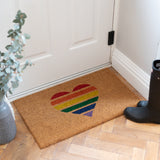 Rainbow heart door mat | Heart coir doormat | Pride Doormat Print | LPDoormats