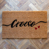 Red Hearts Croeso Door Mat | Welsh Cymraeg gift | Housewarming gift | Doormat by LPDoormats