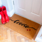 Red Hearts Croeso Door Mat | Welsh Cymraeg gift | Housewarming gift | Doormat by LPDoormats