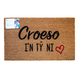 Red Heart Croeso I'n Tŷ ni Door Mat | Welsh Cymraeg gift | Housewarming gift | Doormat by LPDoormats