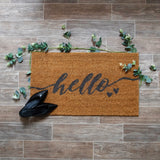 Hello Coir Door Mat in Grey | LPDoormats