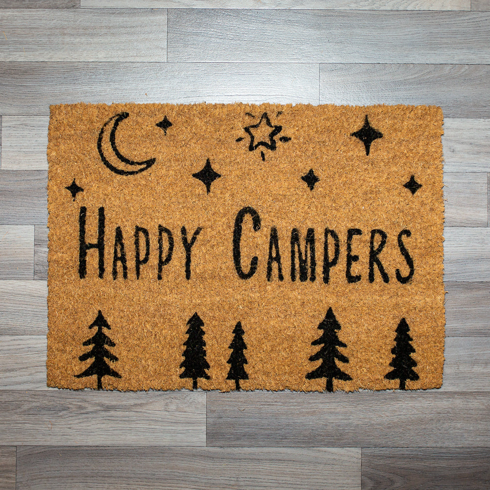 Happy Camper In The Forest Coir Doormat